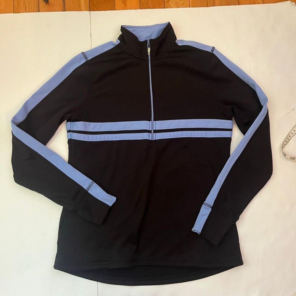 Fila Women's Colorblock Fleece Half-Zip Pullover Black Light Blue Size Large
